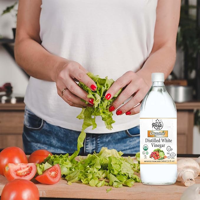 De La Rosa Organic Distilled White Vinegar, Raw & Unfiltered, Kosher for Passover, Vegan & Gluten Free, Great for Salad Dressing, Marinades, White Distilled Vinegar 32 Oz (Pack of 1)