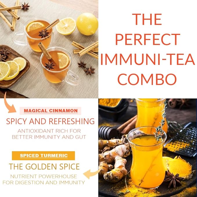 CHAYAM Cinnamon Tea & Spice Turmeric Tea, Combo Pack | 50g/1.77 oz Each | Cinnamon with Orange, Clove, Star Anise | Turmeric with Black Pepper, Ginger, Bergamot | 100% Natural, No Sugar