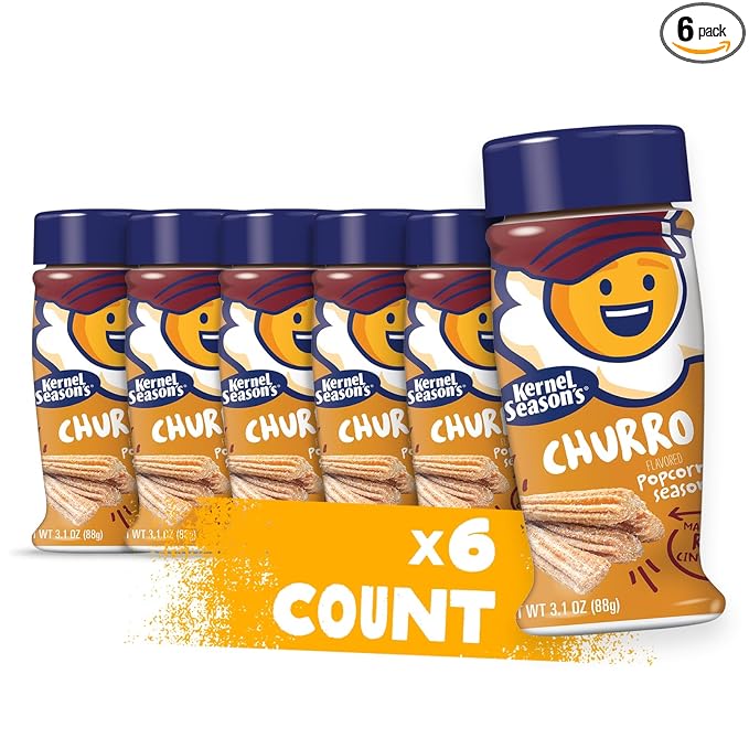 Kernel Season's Popcorn Seasoning, Churro, Made with Real Cinnamon, 3.1 Ounce (Pack of 6)