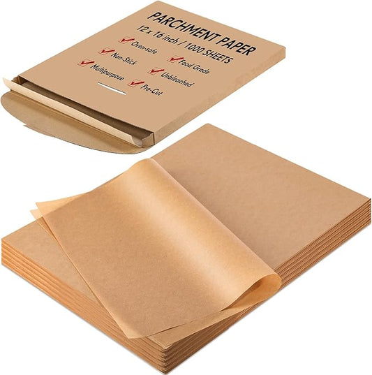 1000 Pcs 12x16 Inch Unbleached Parchment Paper Sheets, Bulk Precut Parchment Paper for Baking, Non-stick Flat Baking Sheets for Cookies, Cooking, Grilling, Air Fryer, Steaming, Oven