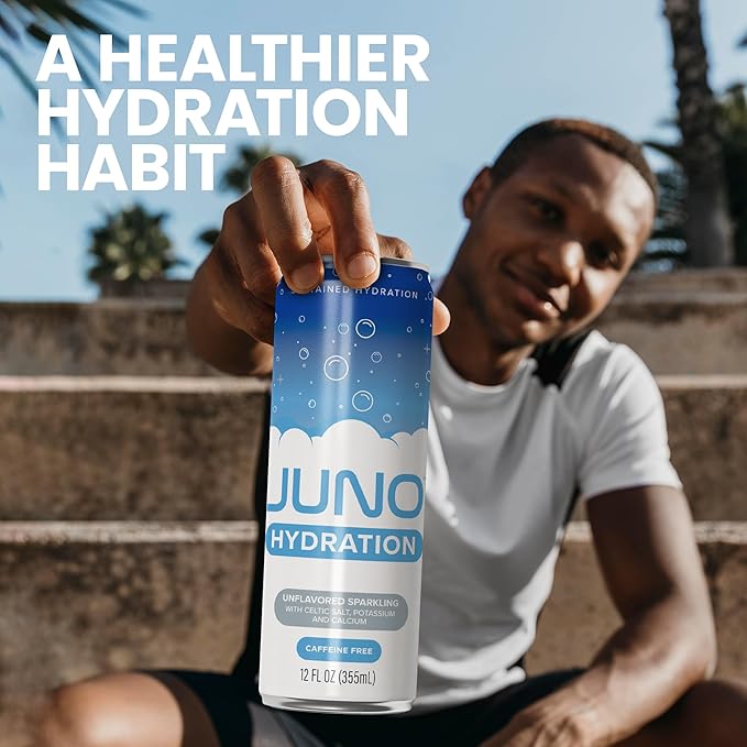 JUNO HYDRATION Unflavored Sparkling Drink - Sugar Free Electrolytes, Enhanced with Celtic Salt, Potassium & Calcium - Premium Refreshing Beverage, 12 Pack
