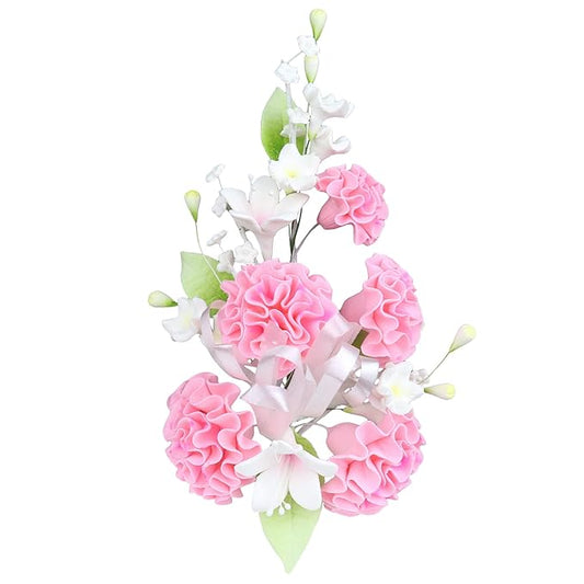 O'Creme Gumpaste Flower Spray, Carnation - Edible Flowers for Cake Decorating - Sugar Paste Flower Decorations for Cakes, Candy, Cupcake Toppers - Birthday Party, Wedding, Valentines Day, Baby Shower