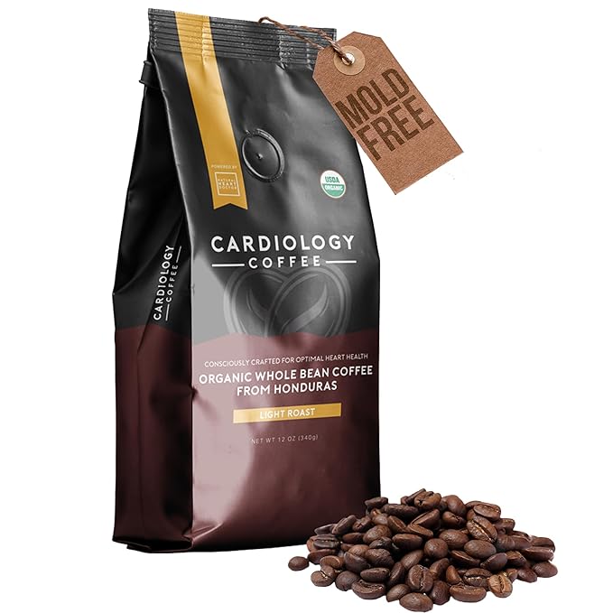 Cardiology Coffee ??Whole Bean Coffee ??USDA Certified Mold-Free 12oz Premium Light Roast Organic Coffee Beans with Antioxidant Benefits ??Perfect for Heart Healthy Lifestyle