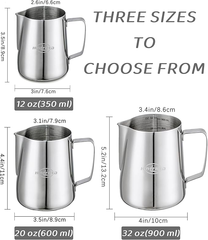 Milk Frothing Pitcher 32 Oz, Milk Frother Cup 304 Stainless Steel Steaming Jug with Clear Scale and Latte Art Pen, Barista Tools for Espresso, Cappuccino, Coffee Machine Accessories (900ml)