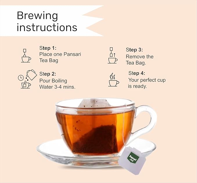 Pansari English Breakfast Tea ??100 Premium Tea Bags Classic Black Tea Blend With Darjeeling Rich Flavour & Medium Strength Perfect Morning Brew 50G Pack