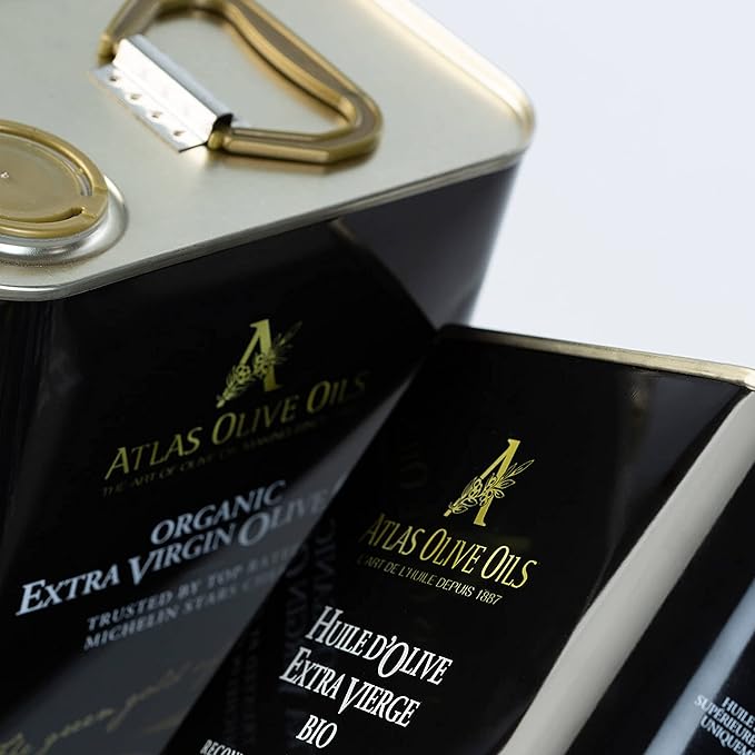 Atlas 3 LT Organic Cold Press Extra Virgin Olive Oil with Polyphenol Rich from Morocco|Newly Harvested Unprocessed from One Single Family Farm | Moroccan EVOO Trusted by Award-Winning Chefs