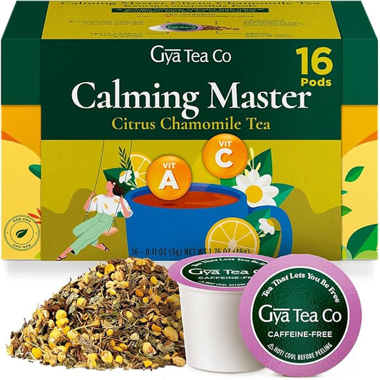 Gya Tea Co Citrus Chamomile Tea Gift Set (16 ct) - Decaf Tea Pod Rich in Vitamin A, C for Nourish & Wellness