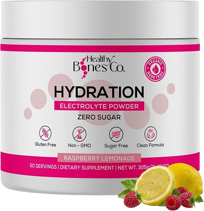 Sugar-Free Electrolyte Powder Drink Mix Fast Hydration Naturally Sweetened with Organic Monk Fruit, Raspberry Lemonade Flavor (325g) with Key Electrolytes and Trace Minerals ?“Keto Friendly, Vegan