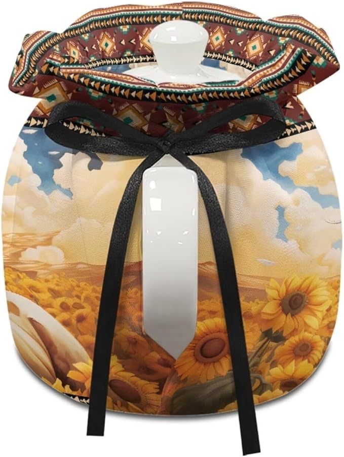 Horse Tea Cozy for Teapot Insulated Sunflower Teapot Cover Teapot Dust Protector for Women Aztec Tea Pot Cozy for Keeping Warm