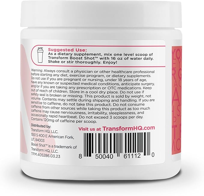 TransformHQ Everyday Boost Shot - Non-GMO, Gluten-Free (Raspberry Lemonade, 28 Servings)