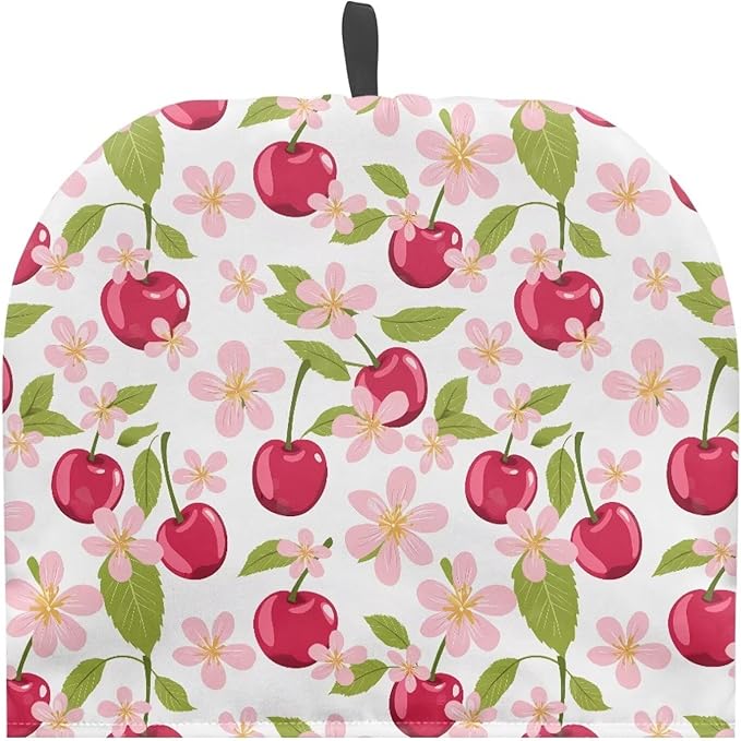Large Tea Cozy for Teapot Red Cherry Print Extra Thick Tea Pot Cover Home Kitchen Decoration Insulated Teapot Cozy Dust Kitchen Accessories for Home Daily