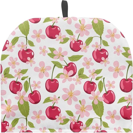 Large Tea Cozy for Teapot Red Cherry Print Extra Thick Tea Pot Cover Home Kitchen Decoration Insulated Teapot Cozy Dust Kitchen Accessories for Home Daily