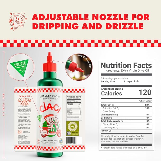CIAO Sicilian Extra Virgin Olive Oil ??First Cold-Pressed, High Polyphenol, Organic, Authentic Flavor, 16.9 Fl Oz