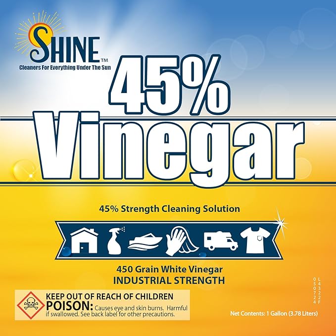 Energen of Carolina 45 Percent White Vinegar, 450 Grain Vinegar Concentrate, 1 Gallon of Natural Concentrated Industrial Vinegar, 1 Gallon (128 Fl oz )