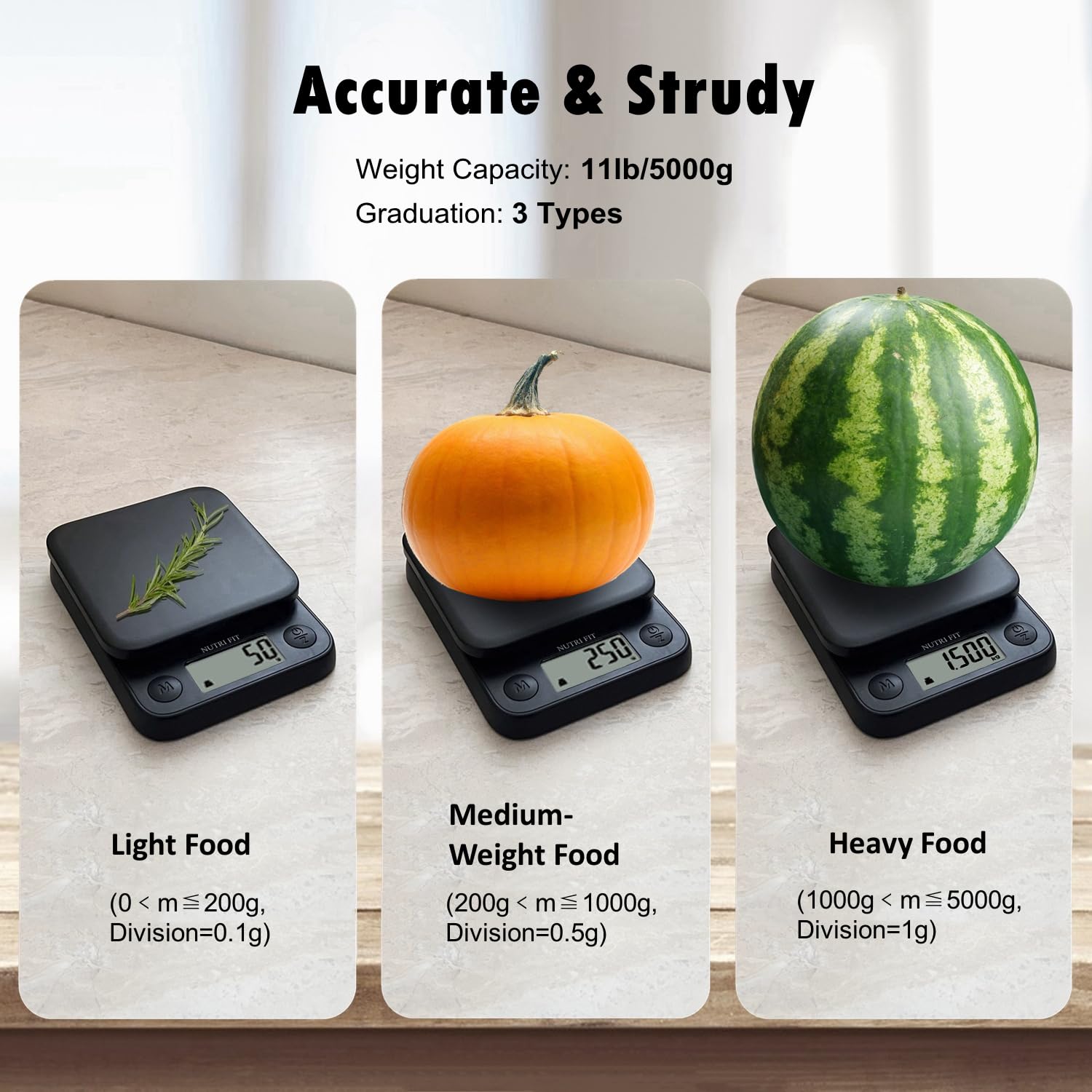 NUTRI FIT Food Scale Small Digital Kitchen Scales Weight Grams Ounces Black
