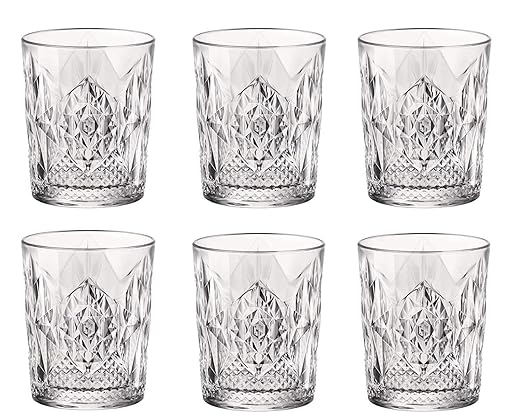 Bormioli Rocco Bartender Stone 13.25 oz. Double Old Fashioned DOF Drinking Glasses, Clear, Set of 6