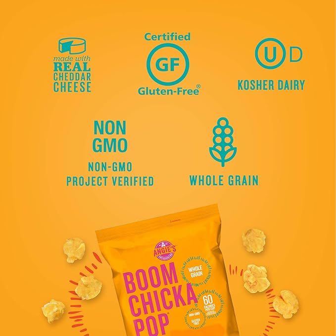 Angie's BOOMCHICKAPOP Cheddar Cheese Popcorn, 4.5 oz. (Pack of 12)