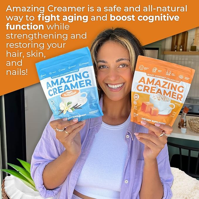 Superfoods Company Amazing Creamer with Collagen - Keto Creamer-Hyaluronic Acid & MCT Oil - Brain Boost & Curbs Cravings - Supports Healthy Skin & Hair - Diet-Friendly [30 Servings] [Salted Caramel]