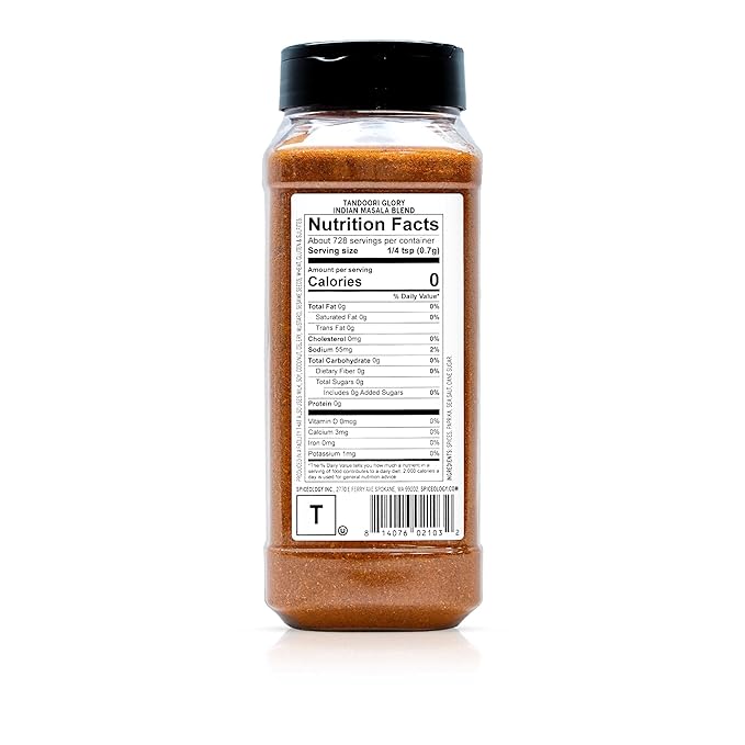 Spiceology - Tandoori Glory - Indian Masala Blend - Curry Spices and Seasonings - Use On: Chicken, Vegetables, Lamb, Marinades, Pork, Seafood, Nuts, Beef, Tofu - 18 oz