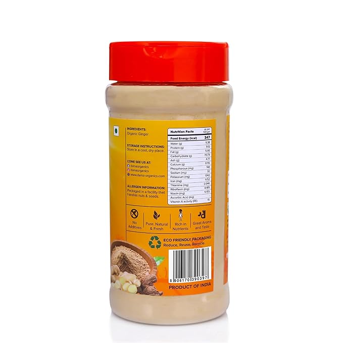 Darsa Organics Ginger Powder - 3.5 oz, Premium USDA Organic Certified Ground Ginger Root Powder from India, Aromatic & Flavorful, Perfect for Tea, Curries, Juices, Seasonings, Non-GMO, Gluten-Free