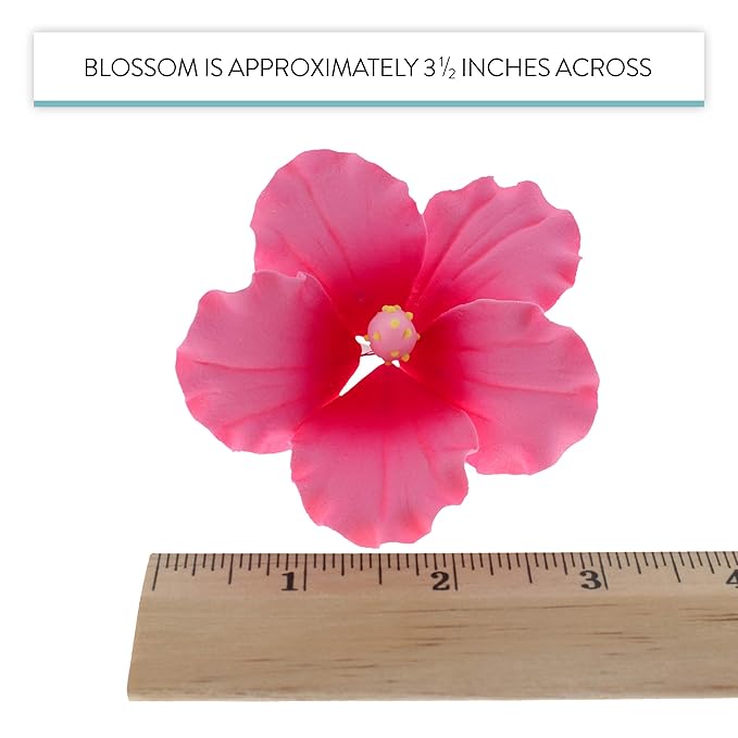 Global Sugar Art Hibiscus Sugar Cake Flowers, Hot Pink, Large, Hawaiian Cake Flower Large 3 Count by Chef Alan Tetreault
