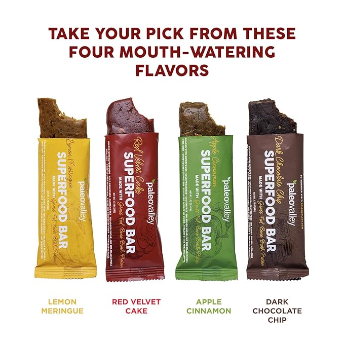 Paleovalley Superfood Bars ??Red Velvet??10 Pack ??9g Protein per Bar ??Gluten-Free, Grain-Free, Paleo, Non-GMO ??On-the-Go Snack