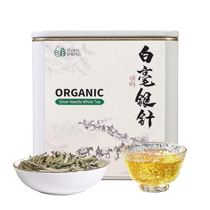 YUANSHENG Premium Organic White Tea,Chinese Silver Needle Loose Leaf White Tea, Premium Silver Tips Loose Leaf Tea With Pekoe Flavour, Rich in Antioxidants, 2.1 Oz