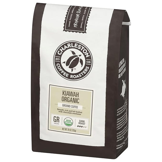 Charleston Coffee Roasters | Specialty Organic Ground Coffee | Hand Picked, Premium Slow Roast (Kiawah, Dark Roast) 28oz
