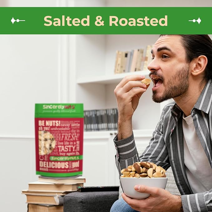 Sincerely Nuts Brazil Nuts Roasted and Salted (3 Lb. Bag) | Delicious Healthy Snack Food | Whole, Kosher, Vegan, Gluten Free | Gourmet Snack | Great Source of Protein, Vitamins & Minerals