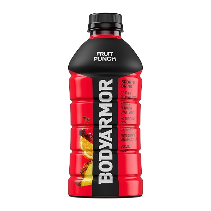 BODYARMOR Sports Drink Sports Beverage, Fruit Punch, Coconut Water Hydration, Natural Flavors With Vitamins, Potassium-Packed Electrolytes, Perfect For Athletes, 28 Fl Oz (Pack of 15)