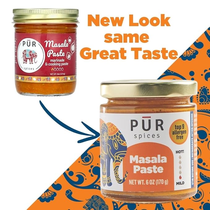 PUR Spices Masala Paste for Indian Cooking | Base Sauce or Marinade for Curry or Rice Dishes | Garam Masala | Plant Based, Gluten Free, No sugar added, Preservative and Additive Free I 6oz Jar
