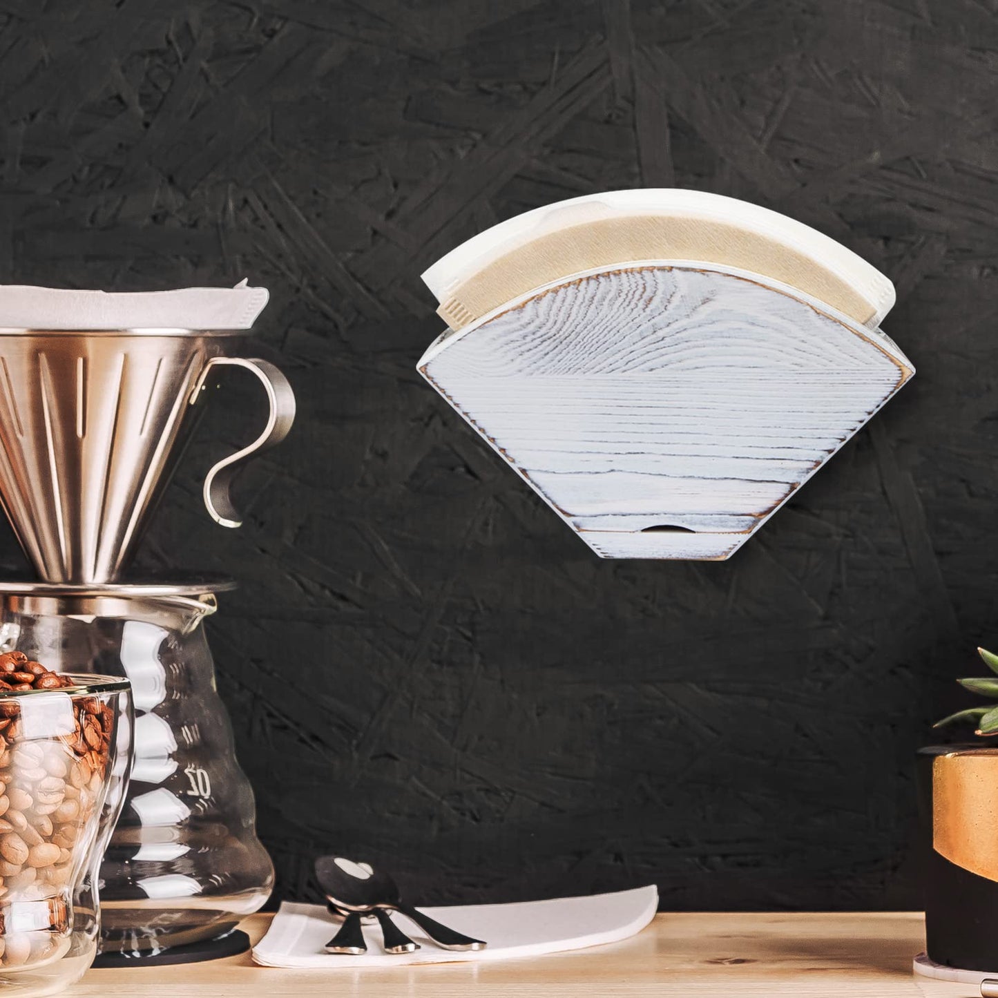 ANBOXIT Coffee Filter Holder, Farmhouse White Wall Mount