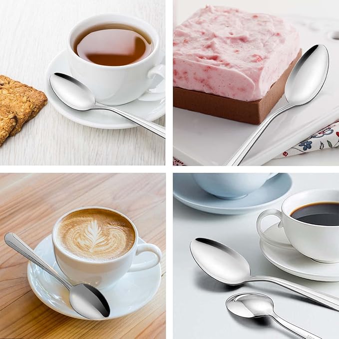 BEWOS 24 Pieces Tea Spoons Set, 6.2 Inches Stainless Steel Teaspoons Silverware, Coffee Spoons, Small Mirror Polished, Dishwasher Safe, Silver For Home, Restaurant