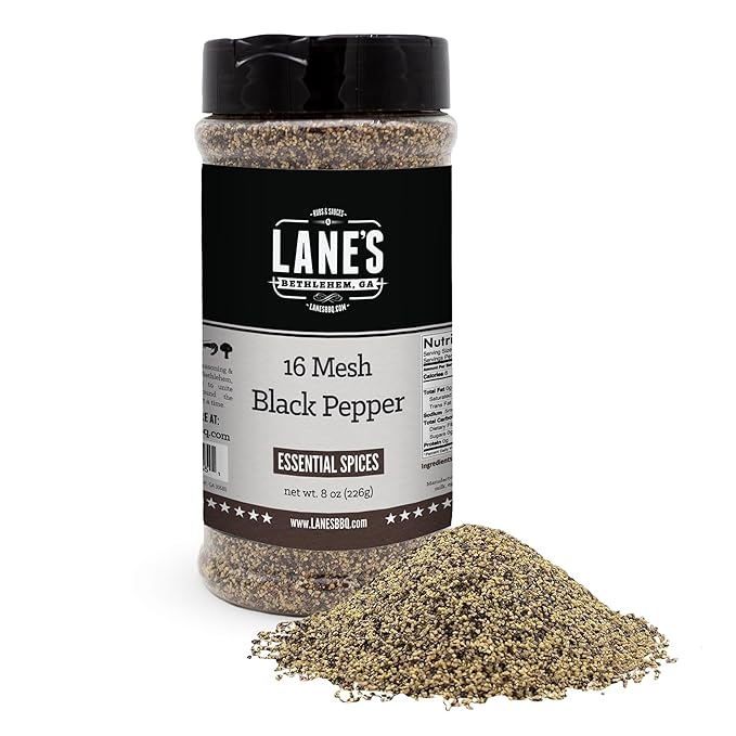 Lane's 16 Mesh Ground Pepper Seasoning, All-Natural Coarse Black Pepper Ground Spice, No Preservatives Coarse Ground Black Pepper, Made in USA, 8 Oz