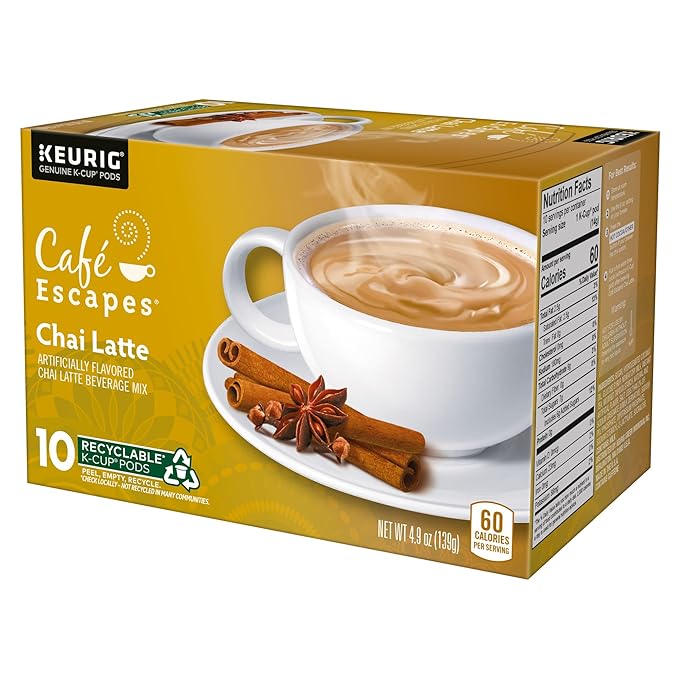 Café Escapes Chai Latte, Single-Serve K-Cup Pods, 60 Count