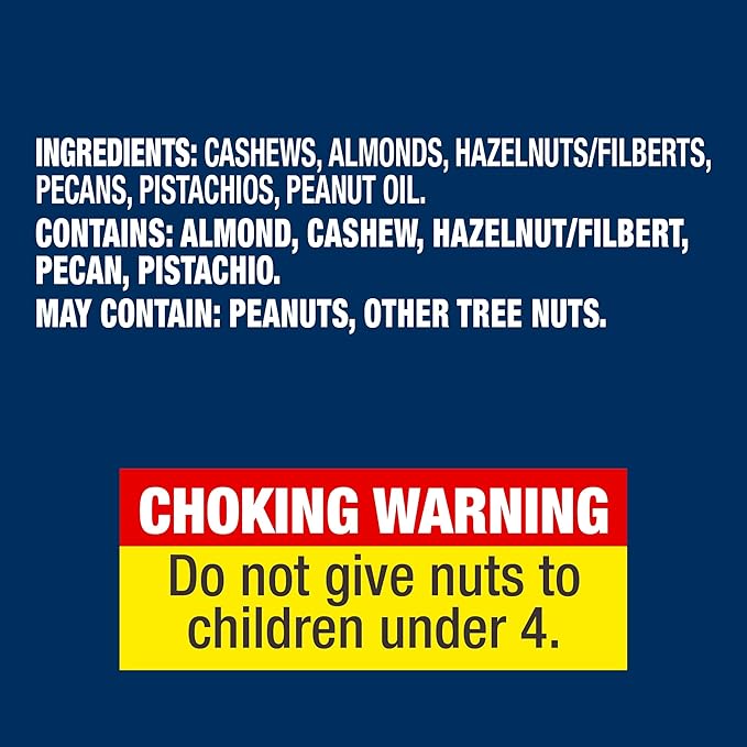 PLANTERS Unsalted Mixed Nuts, Cashews, Almonds, Hazelnuts, Pecans, Pistachios no Shell, Party Snacks, Plant-Based Protein, Quick Snack for Adults, After School Snack, Kosher, 34.5 Oz Container
