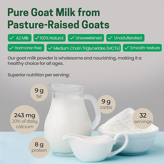 Z Natural Foods Goat Milk Powder - Pure Netherlands Full Cream Milk, Powdered Goat Milk, Highly Nutritious, Easy Digestion - Whole Goats Milk for Adults for Smoothies, Cooking, Baking, 2 lbs