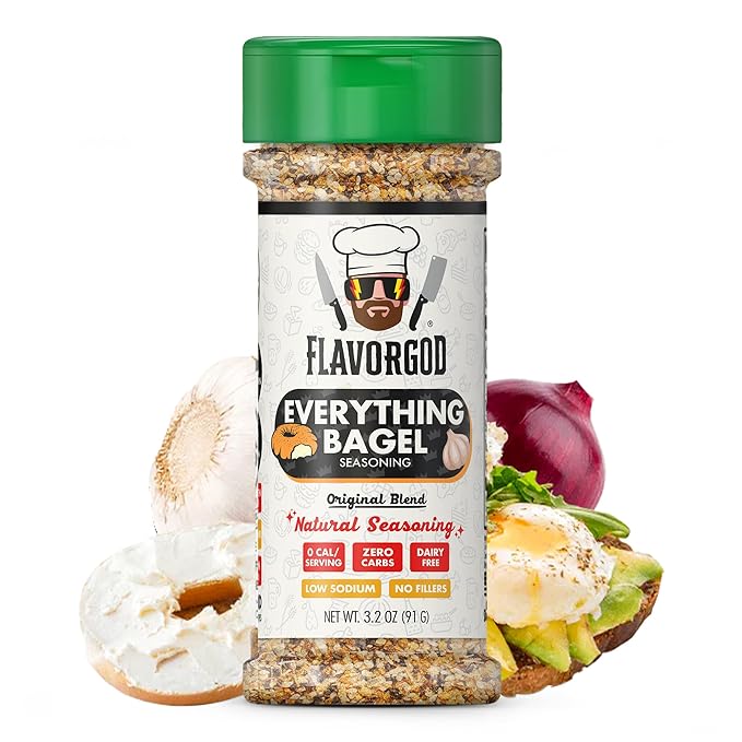 Everything Bagel Seasoning Mix by Flavor God - Premium All Natural & Healthy Spice Blend for Bagels, Chicken, Eggs, Vegetables & Salad- Kosher, Gluten-Free & No MSG - Great Flavor Spices and Seasoning Gift