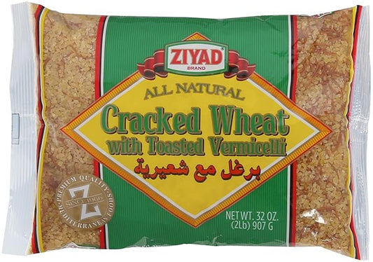 Ziyad Cracked Wheat Bulgur ??Fiber-Rich Whole Grain, Nutty Flavor & Chewy Texture ??Ideal for Tabbouleh, Kibbeh, Curries, Soups & Salads ??Easy 30-Minute Prep, Vegan - Premium Quality, 32oz