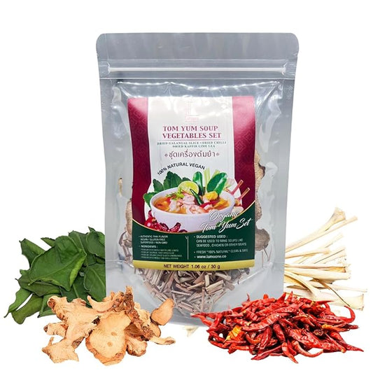 Thai Spice Mix for Tom Yum Soup, 30g, Makes 2-4 Servings, Chili, Galangal, Lemongrass, Lime Leaves (1 set, 1.06, Ounce)