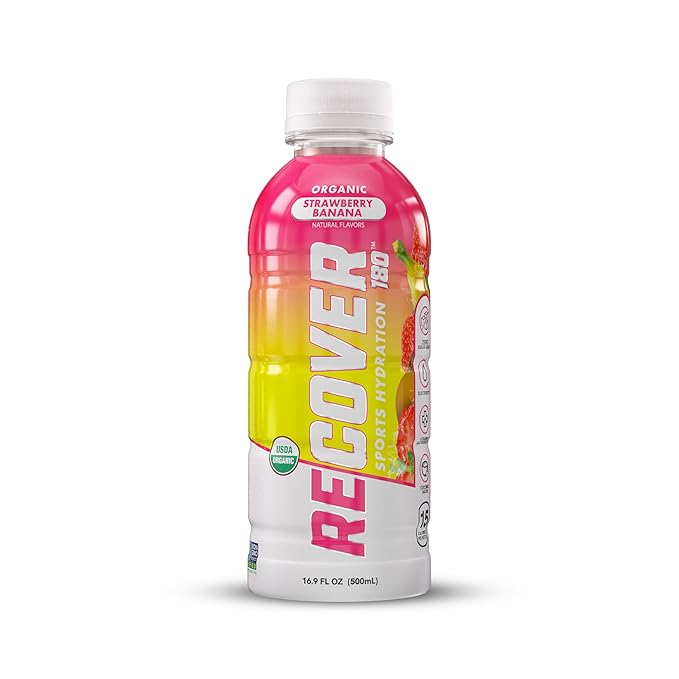 RECOVER 180 Organic Sports Hydration Drink, No Sugar Added, 20 Calorie Sports Beverage, Organic Flavors With Vitamins, Potassium-Packed Electrolytes (16.9 Fl Oz (Pack of 12), Variety Pack)