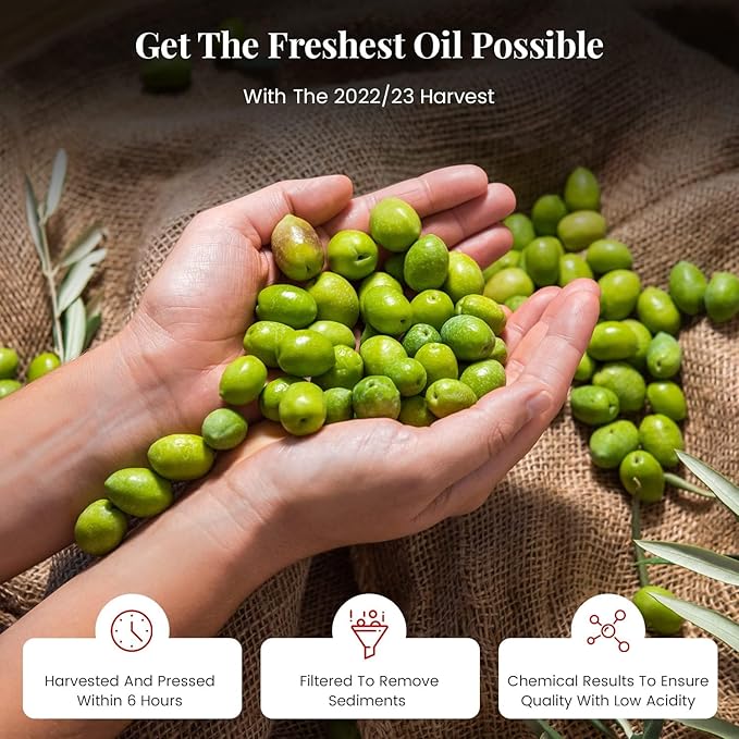 Oilala Extra Virgin Olive Oil, Robust Flavor, High Polyphenols, 707 mg/kg London IOOC Gold Medal! filtered, ,Italian Family Farm Puglia, Italy, Coratina, 2024/25 Harvest, Polyphenol rich, 500ml (16.9 FL Oz)
