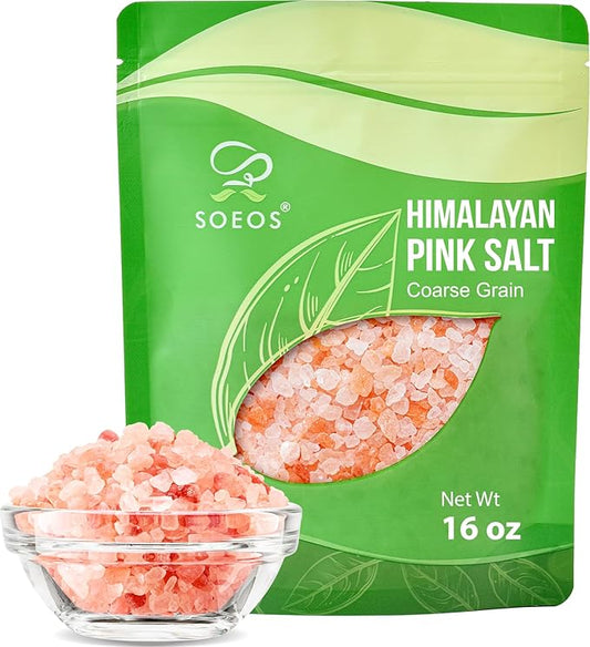 Soeos Coarse Pink Salt, Coarse Grain, 16 oz, Kosher Salt for Grinder Refill