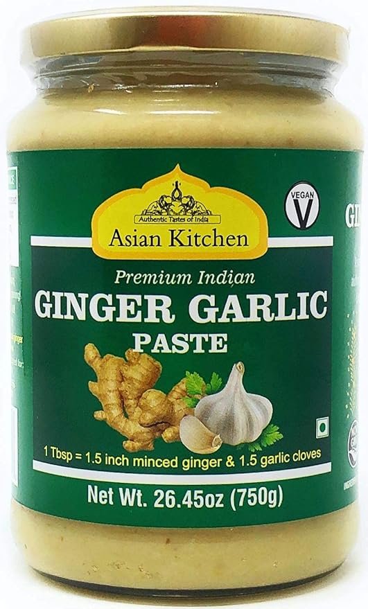 Asian Kitchen Ginger Garlic Cooking Paste 26.5oz (750g) Glass Jar, Pack of 5+1 FREE ~ Vegan | Gluten Free | NON-GMO | No Colors | Indian Origin