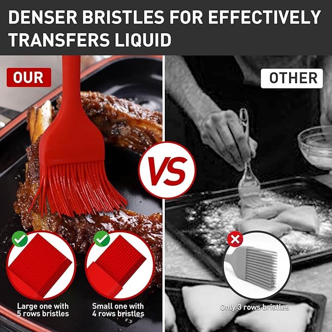 Begonia Silicone Basting Pastry Brush-2pcs Heat Resistant Cooking Brush for Oil, Sauce, Butter, BBQ, Grill and Marinade, BPA Free, Dishwasher Safe 竊늃edç«?,<div>
