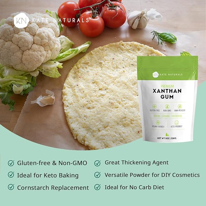 Kate Naturals Xanthan Gum for Baking, Ice Cream & Thickener (8oz, Gluten Free, Food Grade, Skin Care)