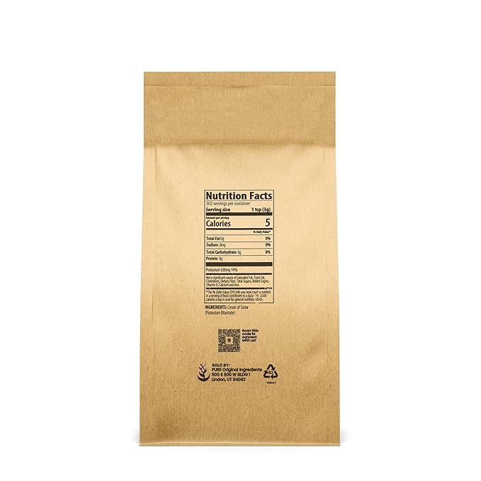 Pure Original Ingredients Cream of Tartar (2 lb) Pure & Natural, Baking & Cleaning, DIY Bath Bombs & More, Eco-Friendly Packaging