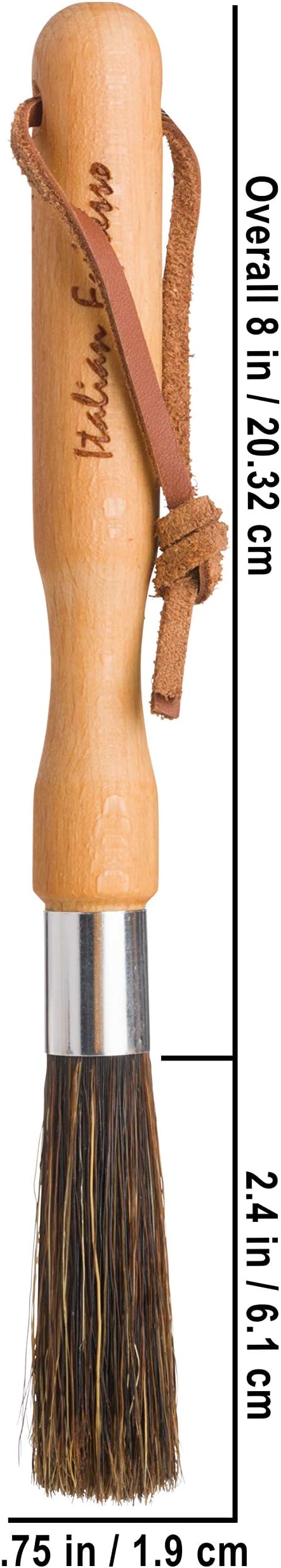 Redecker Natural Pig Bristle Espresso Maker Brush with Oiled Beechwood Handle, Narrow Brush Head Reaches Tight Spaces, Hanging Loop for Storage, 8 inches, Made in Germany