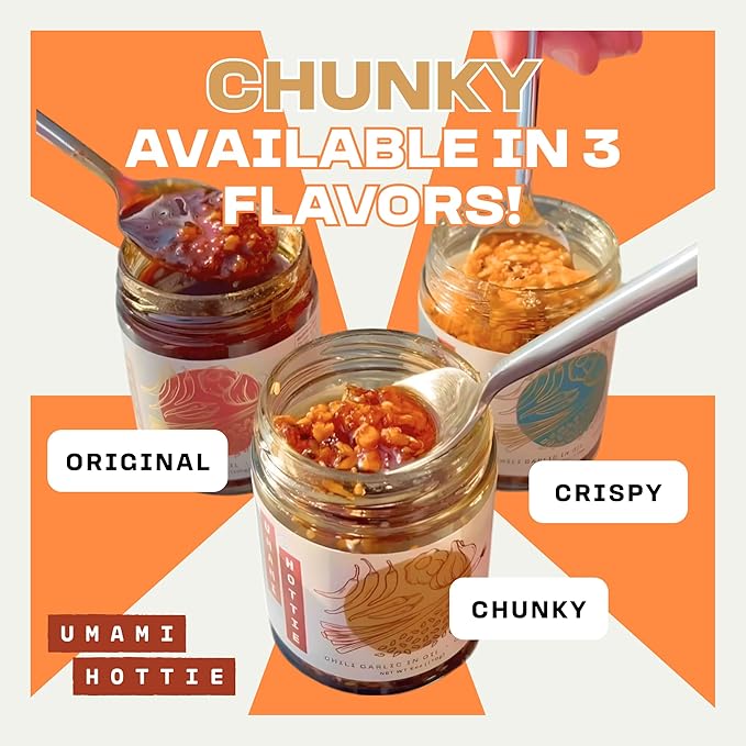 Umami Hottie Sweet Heat – A Chunky Chili Oil with Garlic & Miso, Flavor Bomb for Rice, Fried Chicken, Grilled Meats, Veggies & More! | Vegan, Gluten-Free, All-Natural | 6 oz