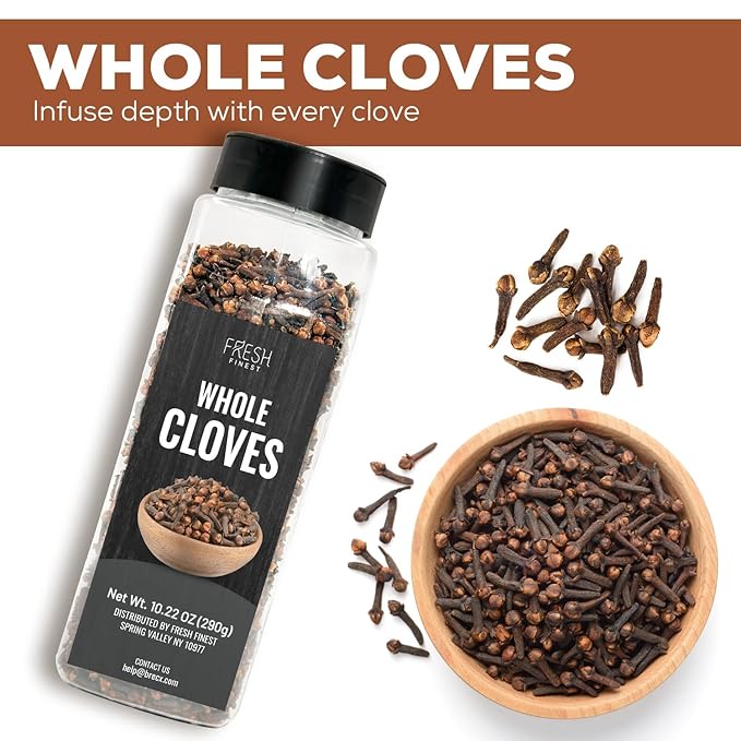 Fresh Finest Cloves Whole 10.22oz - Premium Quality Whole Cloves - All-Natural, Non-GMO, Gluten-Free, Kosher - Perfect for Baking, Cooking, and Beverages